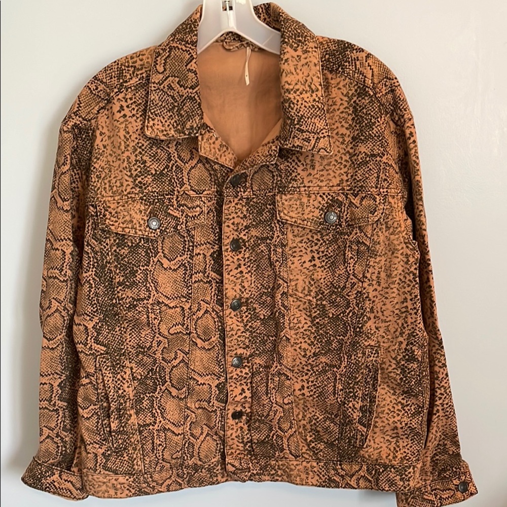 Free People snake print trucker jacket size medium